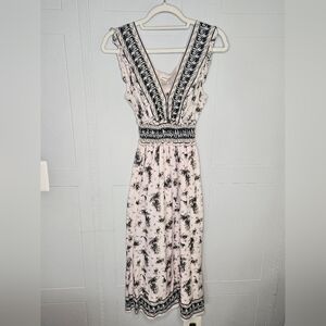 Max Studio Black White Floral Ruffle Strap Sleeveless Maxi Dress  XS NWOT